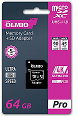 Карта памяти Olmio V30 Pro Micro USB 64 Гб