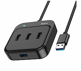 Переходник HUB HOCO HB31 на 4 порта USB, разъем USB-C, 0.2 метра, черный