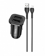 Автомобильное зарядное устройство HOCO NZ4 2.4A/12W + кабель Micro USB, черный