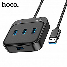 Переходник HUB HOCO HB31 на 4 порта USB, разъем USB 3.0, 0.2 метра, черный