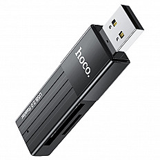 Переходник HOCO HB20 USB Картридер, для SD и Micro SD, черный