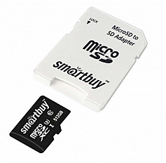 Карта памяти Smartbuy Micro SD 512 Гб U3, 90/70 Mb/s, с адаптером SD