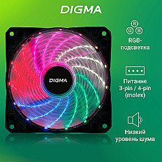 Вентилятор для корпуса DIGMA DFAN-FRGB2, 120мм, 12В, 3-pin, 4-pin, RGB