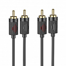 Переходник HOCO UPA29 тюльпан с 2RCA на 2RCA - 1.5 метра, черный