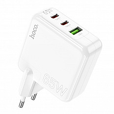 Сетевое зарядное устройство HOCO C115A 65W, 2xUSB-C, USB-A "быстрая зарядка" белый