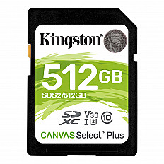 Карта памяти Kingston SDXC 512GB V30 100MB/s, Canvas Select Plus (SDS2/512GB)