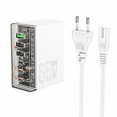 Сетевое зарядное устройство HOCO N36 65W, 3xUSB-C, 3xUSB-A "быстрая зарядка" белый