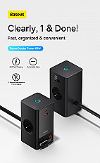 Сетевой фильтр Baseus 65W POWERCOMBO DIGITAL POWERSTRIP, 2AC+USB-C (PSLR000301) черный