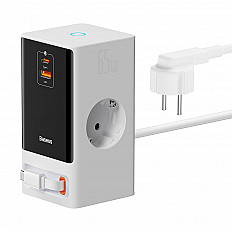 Сетевой фильтр Baseus 65W POWERCOMBO DIGITAL POWERSTRIP, 2AC+USB-C (PSLR000602) белый