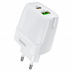 Сетевое зарядное устройство HOCO C85A 3A/20W "быстрая зарядка" выход под Type-C и USB, белый