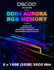 Оперативная память OSCOO AURORA RGB, DDR4 3600MHz 2x16GB, DIMM 1.35V (OSC-D4 R200) синий