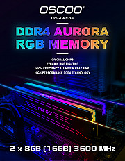 Оперативная память OSCOO AURORA RGB, DDR4 3600MHz 2x8GB, DIMM 1.35V (OSC-D4 R200) синий