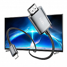 Кабель HOCO UA27 Lightning выход на HDMI - 2 метра 1080P, серый