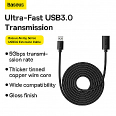 Кабель удлинитель Baseus AIRJOY Series, USB 3.0 - 5 метров (B00631103111-05) черный