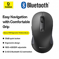 Беспроводная мышь Baseus F02, Bluetooth 5.2, 2.4GHZ (B01055505111-01) черный