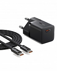 Сетевое зарядное устройство Baseus GaN5 Mini 25W USB-C + кабель 100W USB-C (P10110909113-01) черный