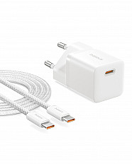 Сетевое зарядное устройство Baseus GaN5 Mini 25W USB-C + кабель 100W USB-C (P10110909213-01) белый