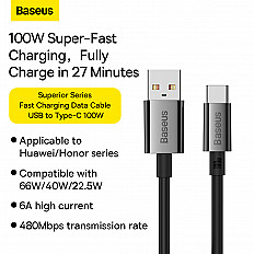 Кабель Baseus 100W USB to Type-C, 1 метр (P10320102114-00) черный