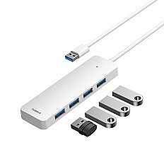 USB HUB, хаб на 4 порта Baseus, USB 3.0 (B0005280B211-03) 1.5 метра, белый