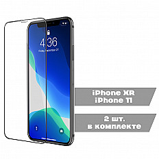 Защитное стекло HOCO G10 для iPhone XR/11 - 2 шт. в упаковке, черный