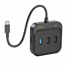 Переходник HOCO HB37 для разъема Type-C,  выходы USB3.0, 2*USB, HDMI, RJ45