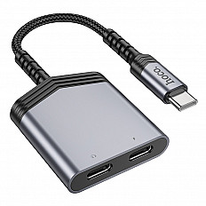 Разветвитель переходник HOCO LS40 27W, USB-C на 2*USB-C, серый