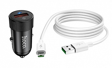 Автомобильное зарядное устройство HOCO Z32A QC 18W 4.0A + кабель Micro USB, черный