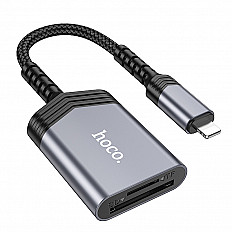Переходник OTG HOCO UA25 Lightning 8pin, Картридер, для SD и Micro SD, черный