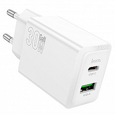 Сетевое зарядное устройство HOCO N71 USB-C/USB-A, PD30W "быстрая зарядка" белый