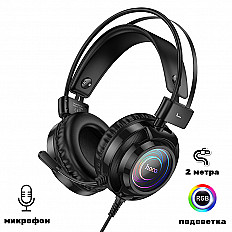 Игровые наушники проводные HOCO W110, RGB, черный