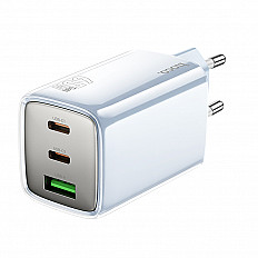 Сетевое зарядное устройство HOCO N49 65W, 2*USB-C, USB-A, "быстрая зарядка" синий