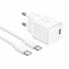 Сетевое зарядное устройство HOCO N66 PD35W, с кабелем USB-C, быстрая зарядка, белый