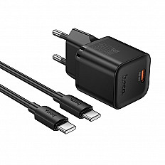 Сетевое зарядное устройство HOCO N66 PD35W, с кабелем USB-C, быстрая зарядка, черный