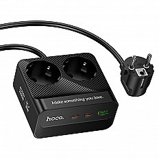 Сетевой фильтр HOCO AC27 USB-A, 2*USB-C, 2*розетки, 30W, 2 метра, черный