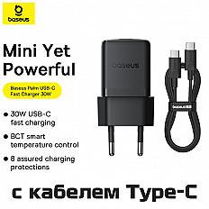 Сетевое зарядное устройство Baseus Palm 30W USB-C, с кабелем TYPE-C (P10111605113-01) черный