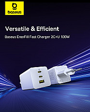 Сетевое зарядное устройство Baseus EnerFill 100W 2*USB-C, USB-A, быстрая зарядка (P10182102213-00)