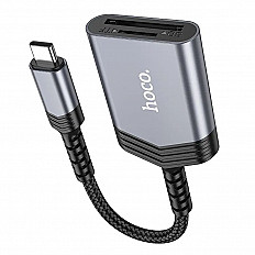 Переходник OTG HOCO UA25 USB-C Картридер, для SD и Micro SD, черный