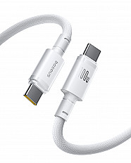 Кабель Baseus Braided 100W USB-C to USB-C "быстрая зарядка" (E0426V02) 2 метра, белый