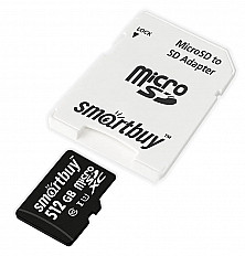 Карта памяти Smartbuy Micro SD 512 Гб "10 class" + SD адаптер