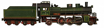 Сборная модель из картона Паровоз СУ 214 №308 темно-зеленый
