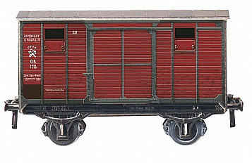 Сборная модель из картона Двухосный крытый вагон №383 коричневый