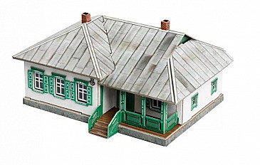 Сборная модель из картона Сельский дом №2 №496 белый